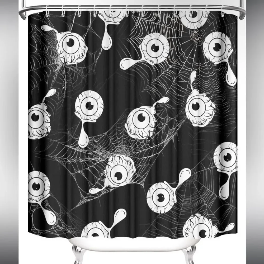 Halloween Shower Curtain Horror Scary Eyeball Shower Curtain for Bathroo…